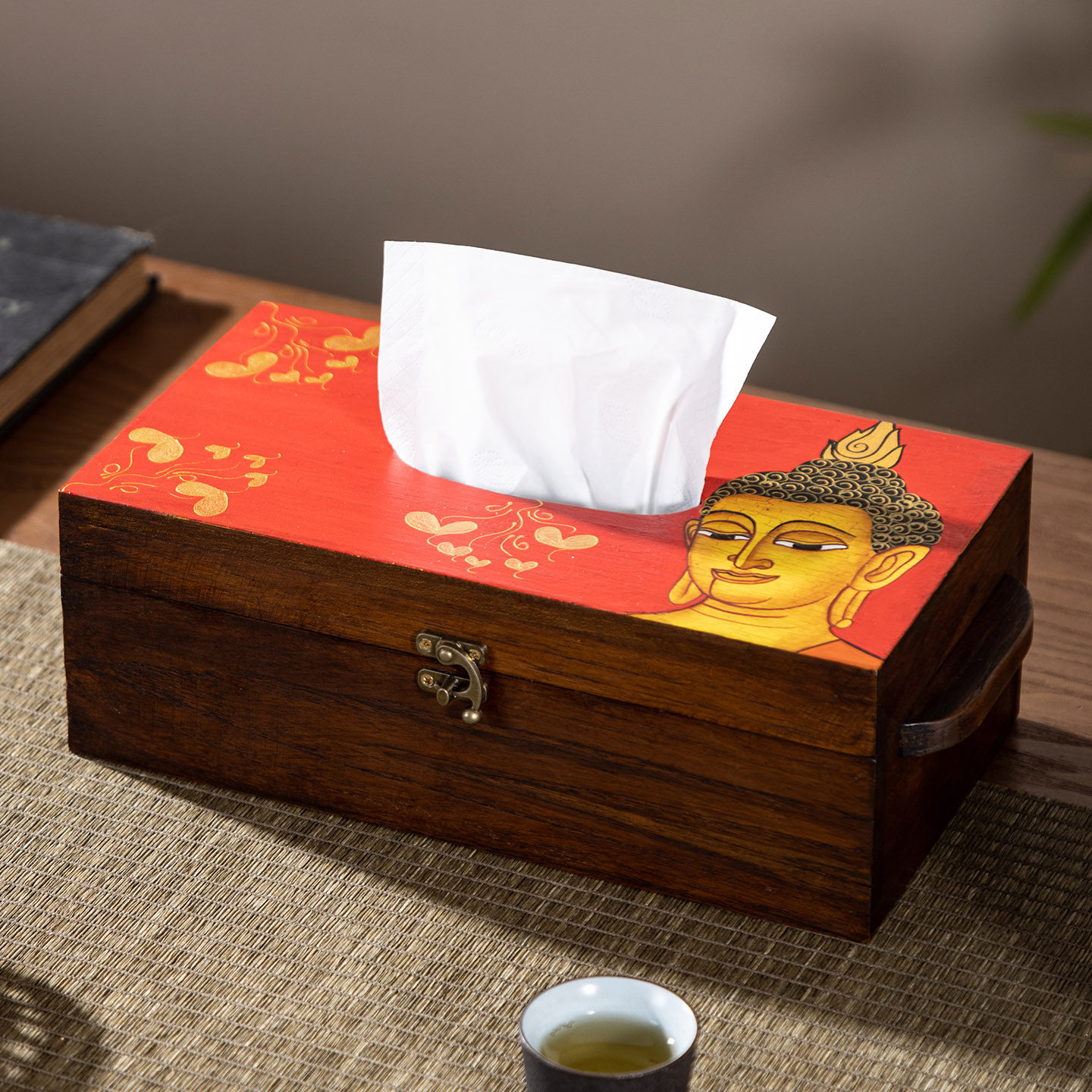 泰国木质纸巾盒东南亚风格家用客厅茶几桌面复古创意装饰抽纸盒子