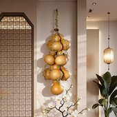 天然葫芦五帝钱门对门挂件真葫芦串客厅入户门口装 饰福禄挂饰摆件