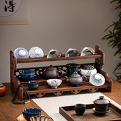 桌面茶架茶台实木小型博古架茶杯架茶具置物架收纳架新中式 茶壶架