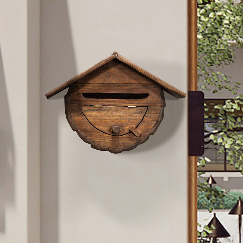 复古实木质信箱别墅信报箱室外挂墙邮筒意见箱创意信箱盒复古邮箱