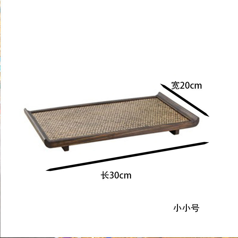 Khay trà đan tre thái lan bộ đồ trà thủ công gỗ thật khay trà hình chữ nhật cổ điển gia dụng khay đan mây cho cốc trà kiểu trung quốc mới
