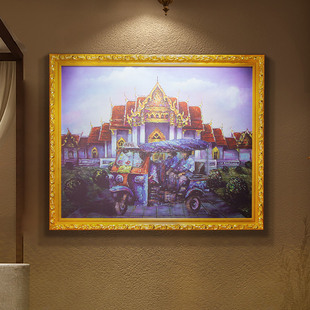 泰国家居客厅沙发背景墙装 饰画东南亚风酒店餐厅墙面壁画软装 挂画
