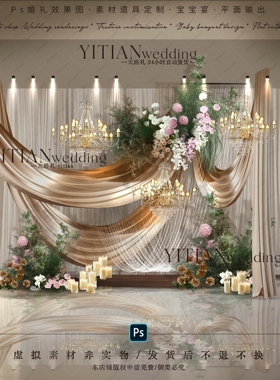 c241香槟咖色韩式泰式布幔简约小预算复古水晶灯水晶珠帘效果图ps