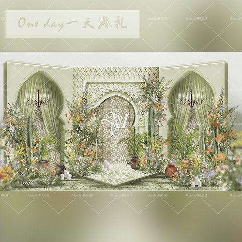 C002/欧式户外摩洛哥婚礼迎宾区效果图分层素材psd素材源文件