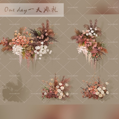 A011婚礼花艺素材/婚礼效果图/咖色婚礼/红色婚礼/秋色婚礼效果图