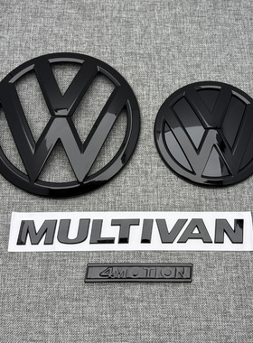 适用2016-2019年大众凯路威T6字母标前标中网标尾标黑色标志改装