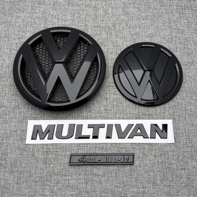 适用于大众黑色前车标迈特威T5黑标志凯路威t6中网黑标后尾标改装