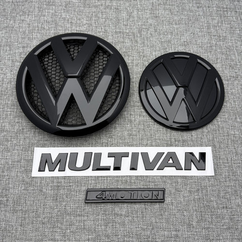 适用于大众黑色前车标迈特威T5黑标志凯路威t6中网黑标后尾标改装