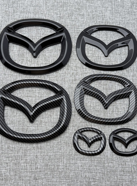 适用于马自达CX-4黑色车标CX-30覆盖式亮黑标改装前后方向盘车标