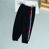 长校裤 校服裤 红白条中小学生幼儿园时尚 春夏款 子 纯棉深蓝色运动裤