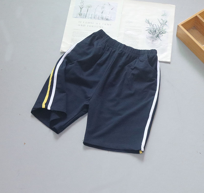 深蓝色五分裤纯棉校服裤图片