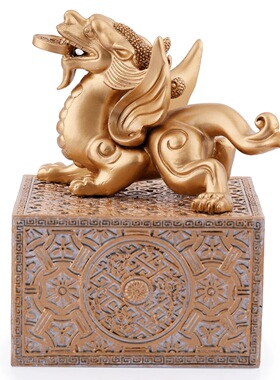 爆款李居明2026马年吉祥物正北神兽天禄进财大印章 六白财位摆件