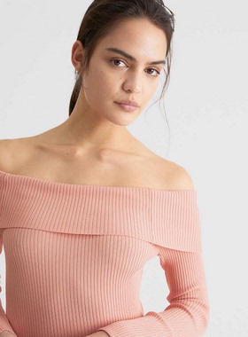 澳洲时尚 WITCHERY 一字肩弹力修身长袖女款毛衣针织衫22081123