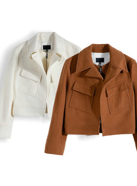 R旗下CM 女装短款拉链通勤休闲毛呢外套Sample样衣 25122520