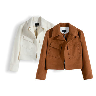 短款拉链通勤休闲毛呢外套