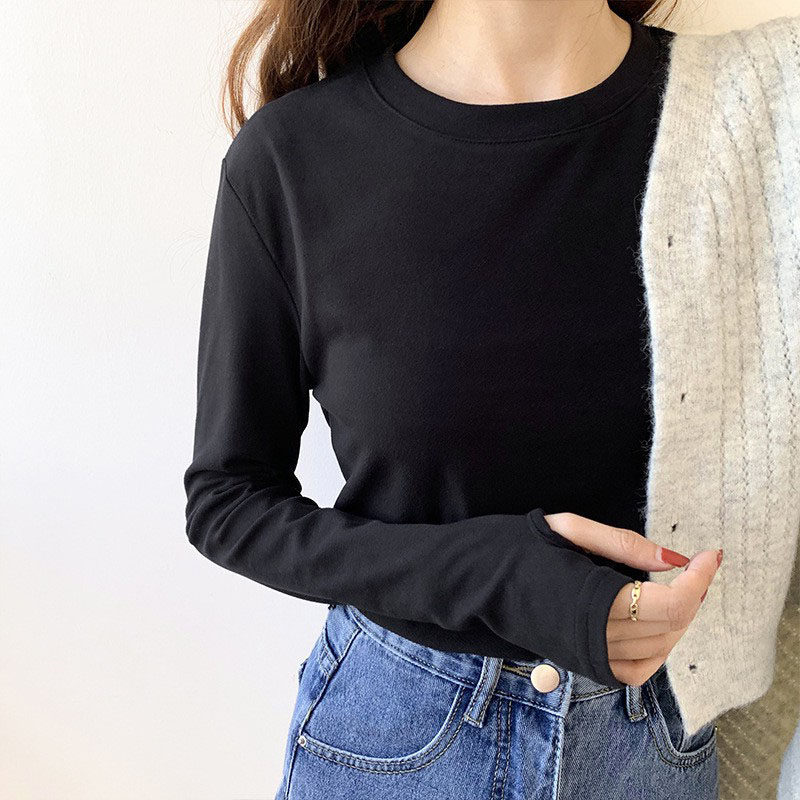 德绒单件保暖衣女大码胖MM手套袖子加长打底衫加厚体恤套指上衣服