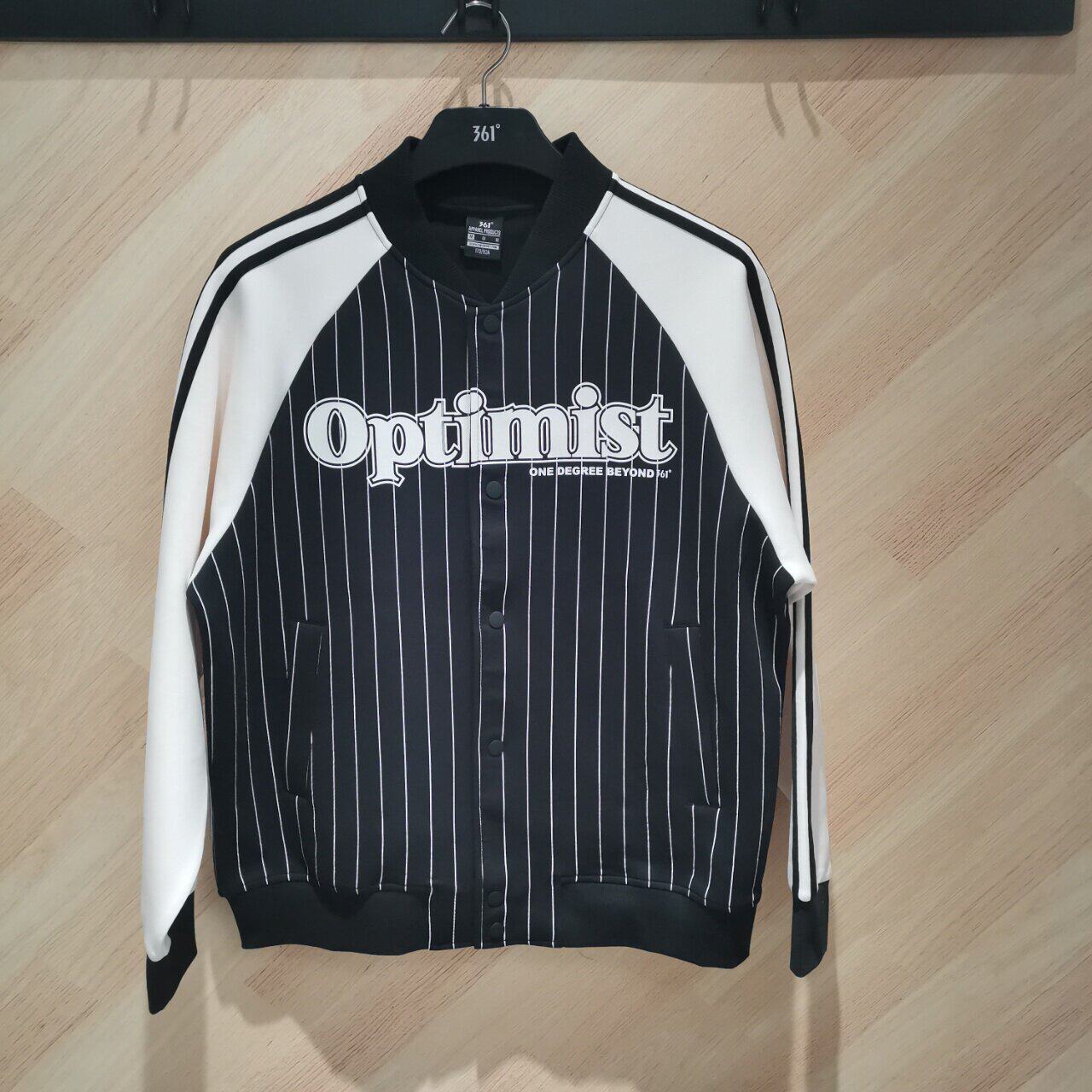 361度男式立领外套复古美式拼色条纹棒球服夹克春季新品552619881