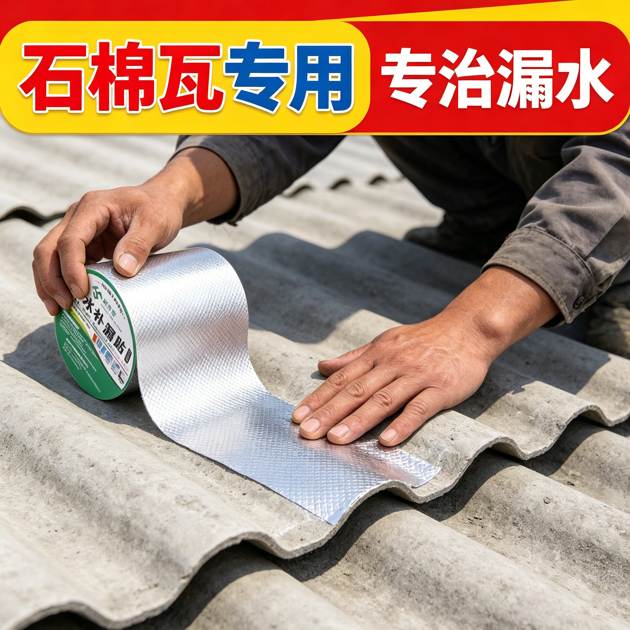 石棉瓦补洞贴树脂瓦补漏胶彩钢瓦雨棚铁皮房防水修复屋顶漏水材料图片