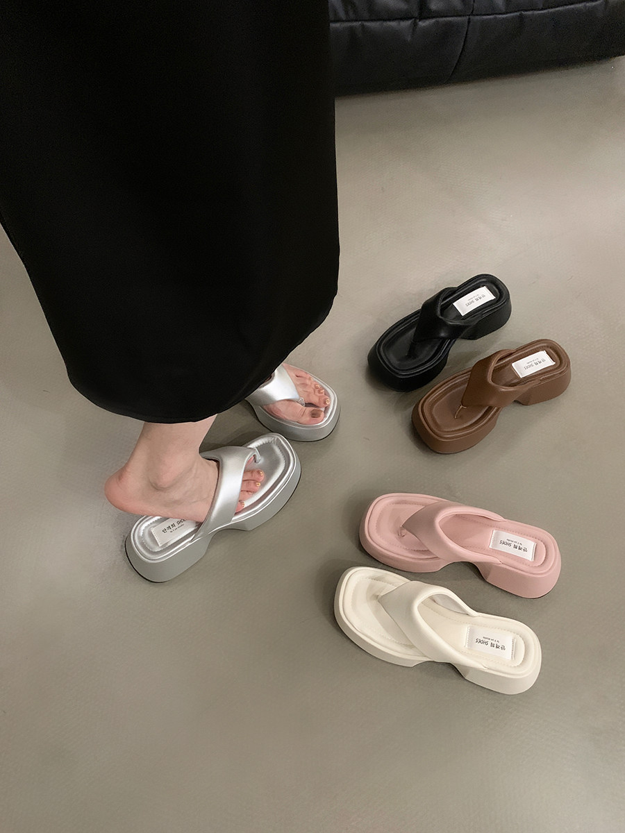 日本stelu韩版外穿厚底人字拖女夏季外穿时尚新颜值百搭夹脚拖鞋