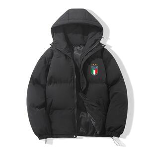 冬季欧洲意大利足球队服加大码连帽外套棉袄加厚保暖防风羽绒棉服