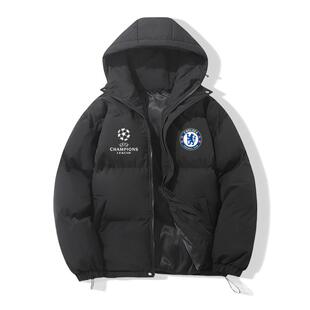 欧冠切尔西足球队服羽绒棉外套加大码休闲棉衣冬季面包服连帽棉袄
