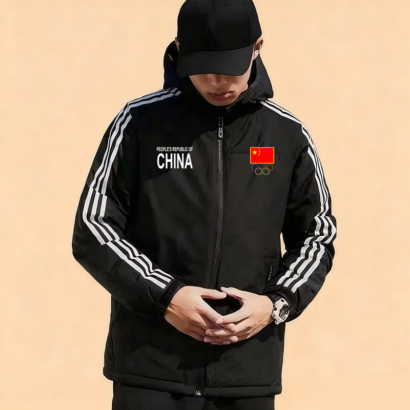 中国国家队运动服秋冬装新款夹克外套棉衣男女CHINA宽松大码棉服