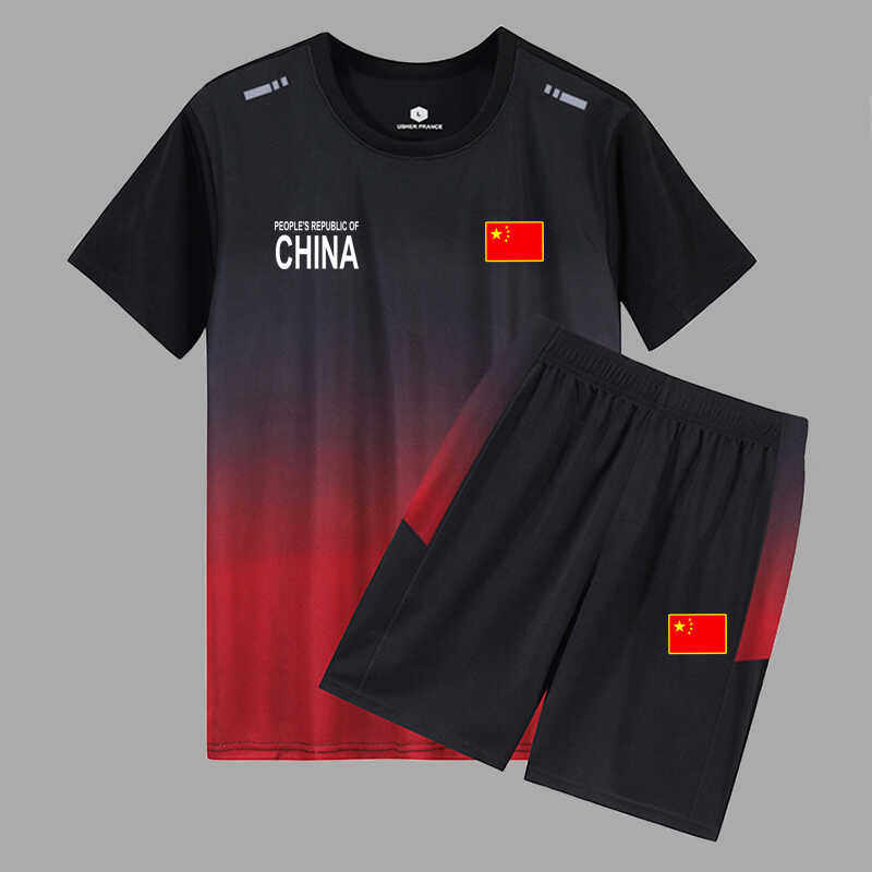 中国队t恤运动短袖套装夏季运动会出场服志愿者健步走团体服T恤