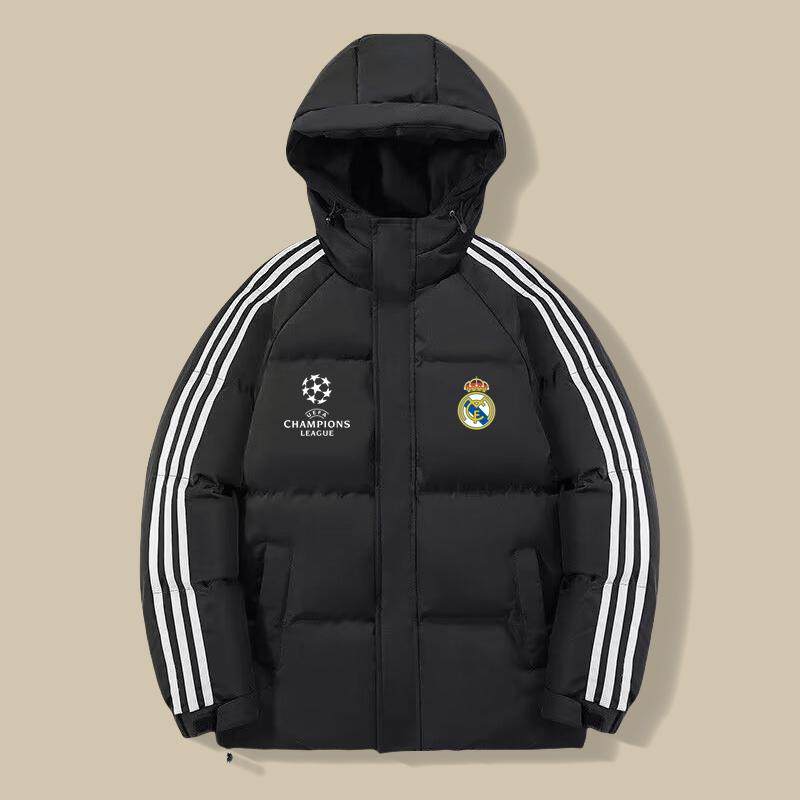秋冬季欧冠足球联赛队服皇马7号保暖加厚外套萨拉赫c罗本泽马棉袄