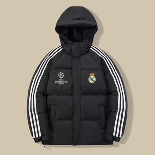 秋冬季欧冠足球联赛队服皇马7号保暖加厚外套萨拉赫c罗本泽马棉袄