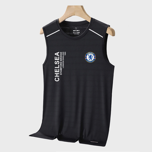 夏季欧冠切尔西背心男宽松薄款运动坎肩健身跑步速干汗衫无袖t恤