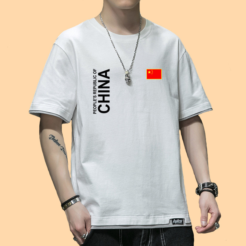 中国China国家队队服男运动圆领夏季短袖宽松大码t恤足球队训练服