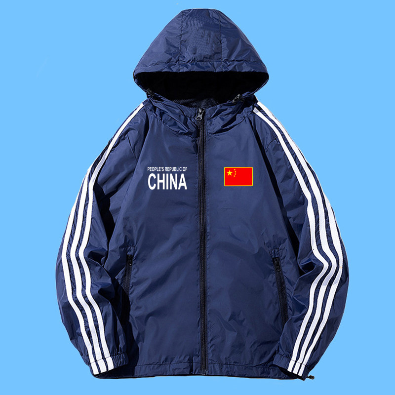 春秋季中国国家队足球训练运动外套连帽风衣夹克男外套户外登山服