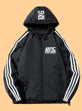 男士UFC连帽夹克风衣拳击格斗训练运动外套MMA防水防风拉链登山服