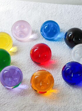弹珠彩色玻璃珠子儿童装饰摆件透明红白黄蓝绿紫粉黑色实心水晶球