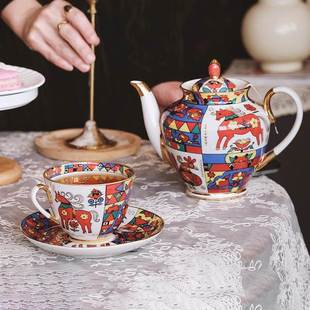 俄皇LOMONOSOV民族饰物系列咖啡杯碟欧式轻奢高档下午茶茶具套装
