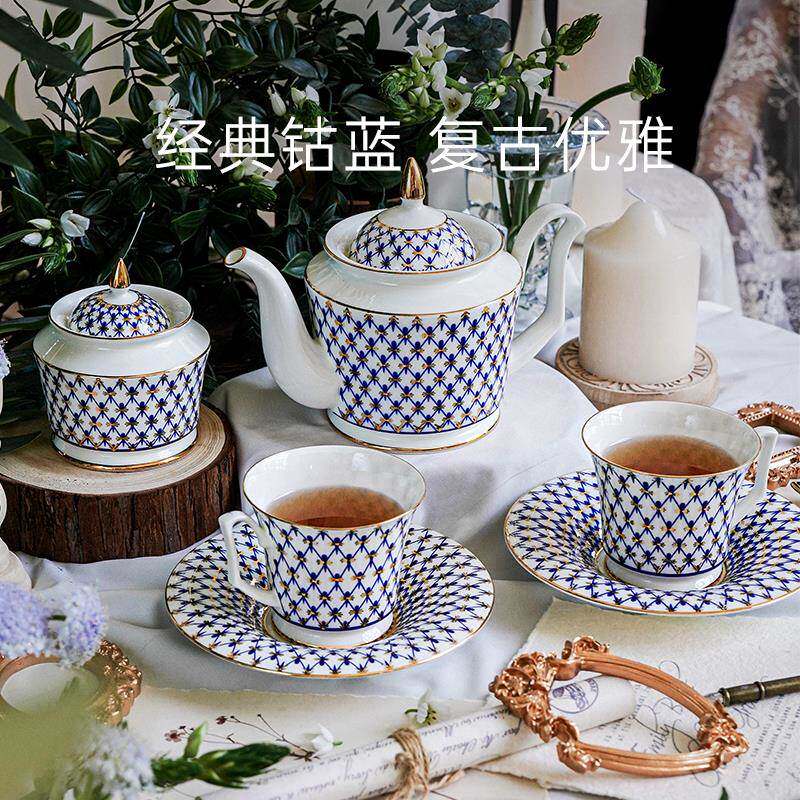 俄皇LOMONOSOV钴蓝Julia系列轻奢高级咖啡杯碟精致骨瓷下午茶茶具