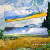 丙烯手绘油画风格 梵高莫奈麦田向日葵系列键帽腕托键盘树脂