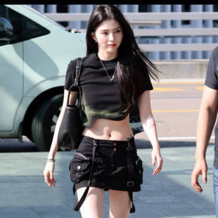 上衣工装 原版 美式 韩素希同款 半裙短裙两件套女潮 不规则小个子短款