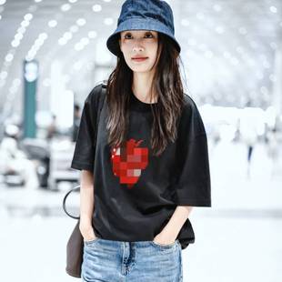 圆领草莓印花上衣女衣服潮 原版 花儿与少年7李沁同款 短袖 t恤夏季