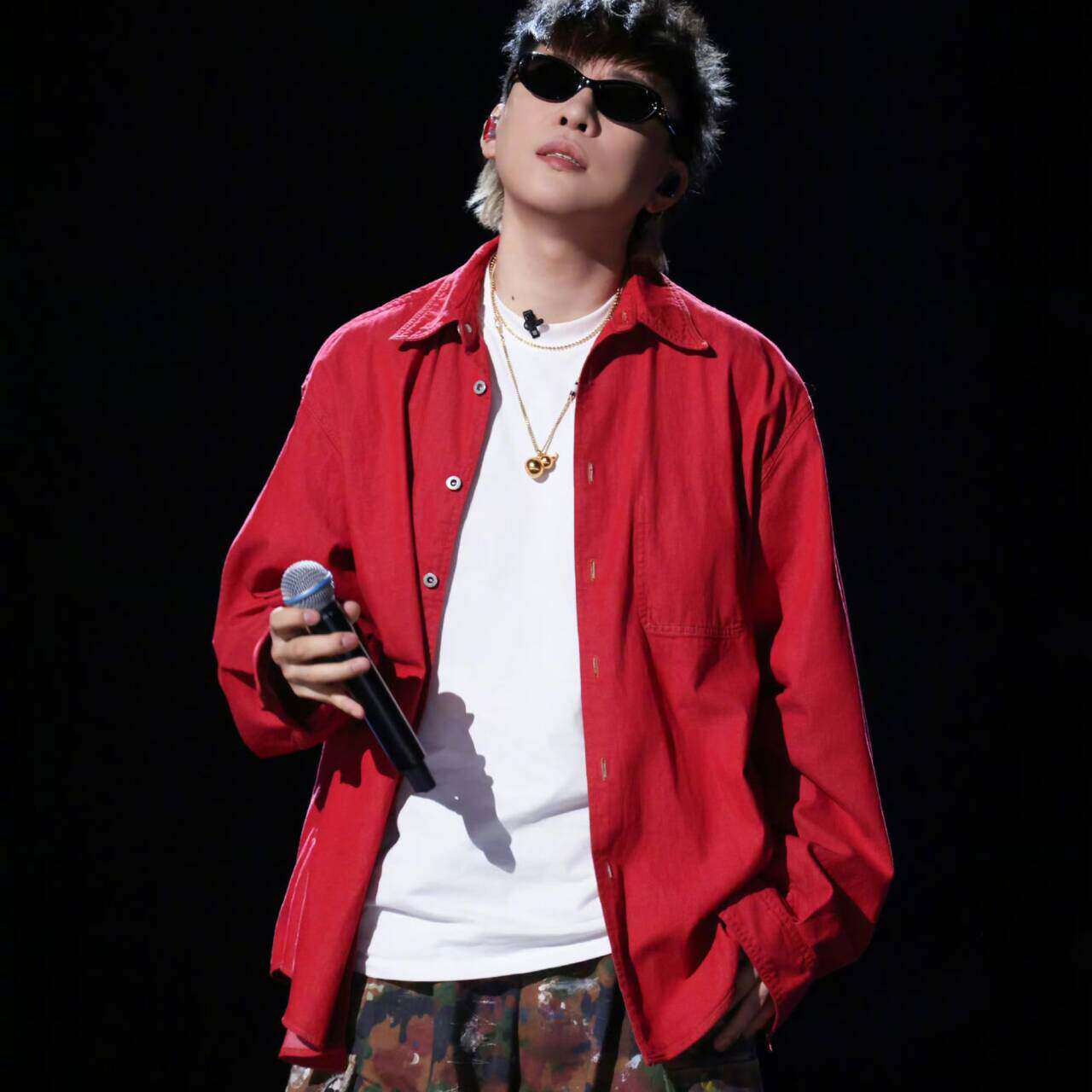 原版歌手2026胡彦斌同款衬衫上衣夏季翻领红色衬衣外套男衣服潮