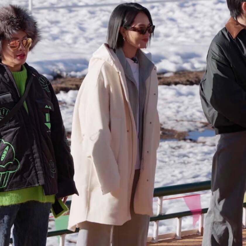 原版五十公里桃花坞5朱丹同款毛呢大衣秋冬连帽中长款外套女衣服