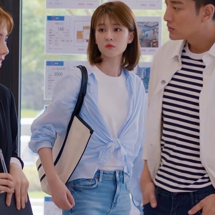 原版创想季王若羽乔欣同款衬衫上衣翻领长袖蓝色衬衣百搭女衣服潮