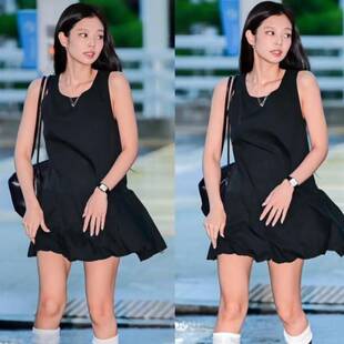 原版blackpink金智妮jennie同款背心连衣裙夏季无袖裙子女衣服潮