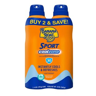 美国直邮Banana Boat Sport Cool Zone SPF30运动透明防晒喷雾2瓶