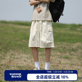 短裤 纯色工装 男2026夏季 新款 子 WASSUP 宽松休闲五分裤 BROWN美式