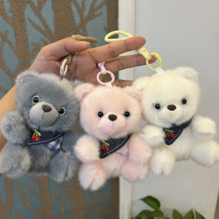 可爱围巾小熊钥匙挂件毛绒玩具背包情侣挂饰公仔玩偶送男女生儿童