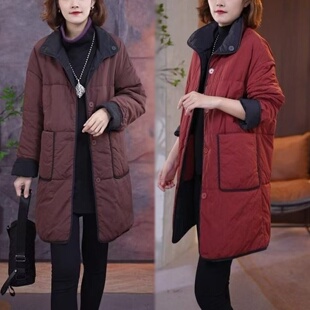 韩系百搭宽松加厚两面穿棉服欧洲站冬季新款洋气中长款棉衣外套潮