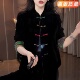 外套 上衣女高级两面穿气质显瘦时尚 春秋新款 彩扣丝绒复古盘扣唐装
