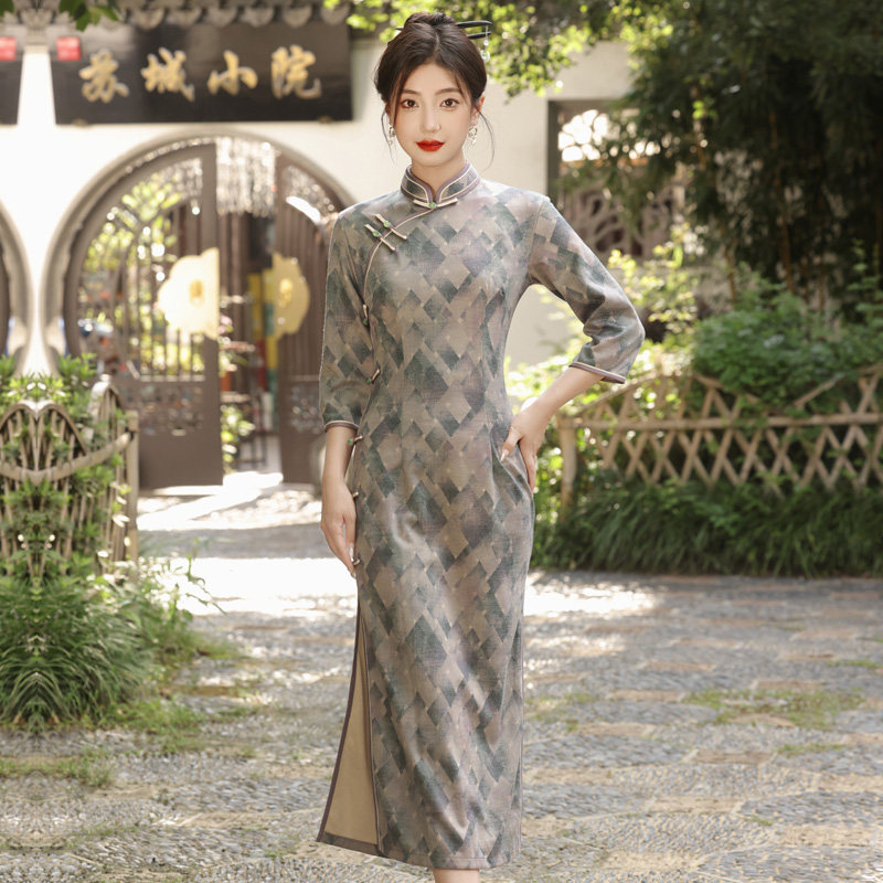 复古中国风日常旗袍优雅连衣裙女