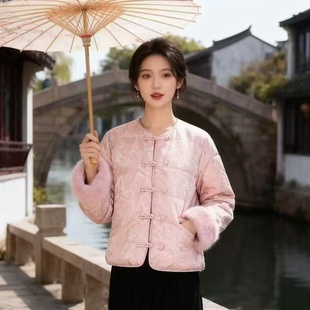 新中式风白鸭绒盘扣羽绒服女短款国风保暖外套小个子冬季新款百搭